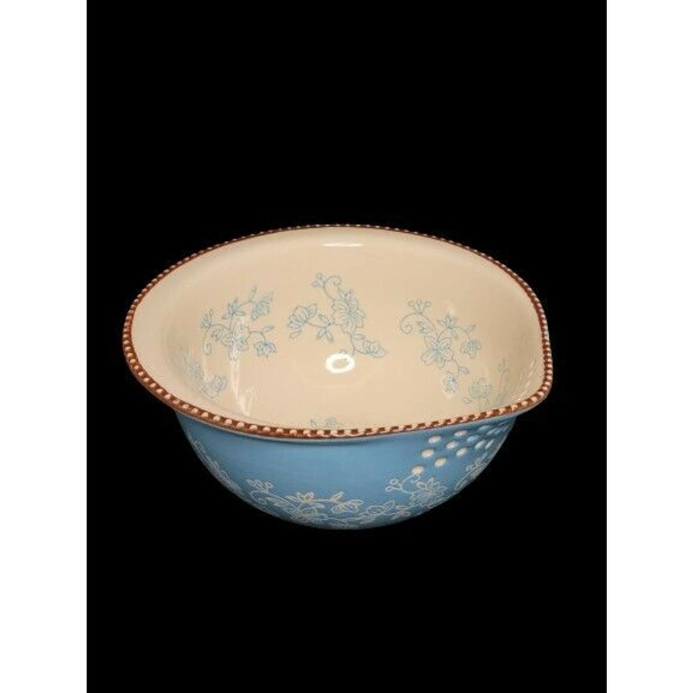 Temptations Blue Floral Lace Strainer Pasta Server